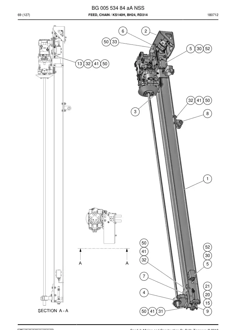 BG00553484a BG 005 534 84a Feed, Chain - Sandvik Technical Drawing