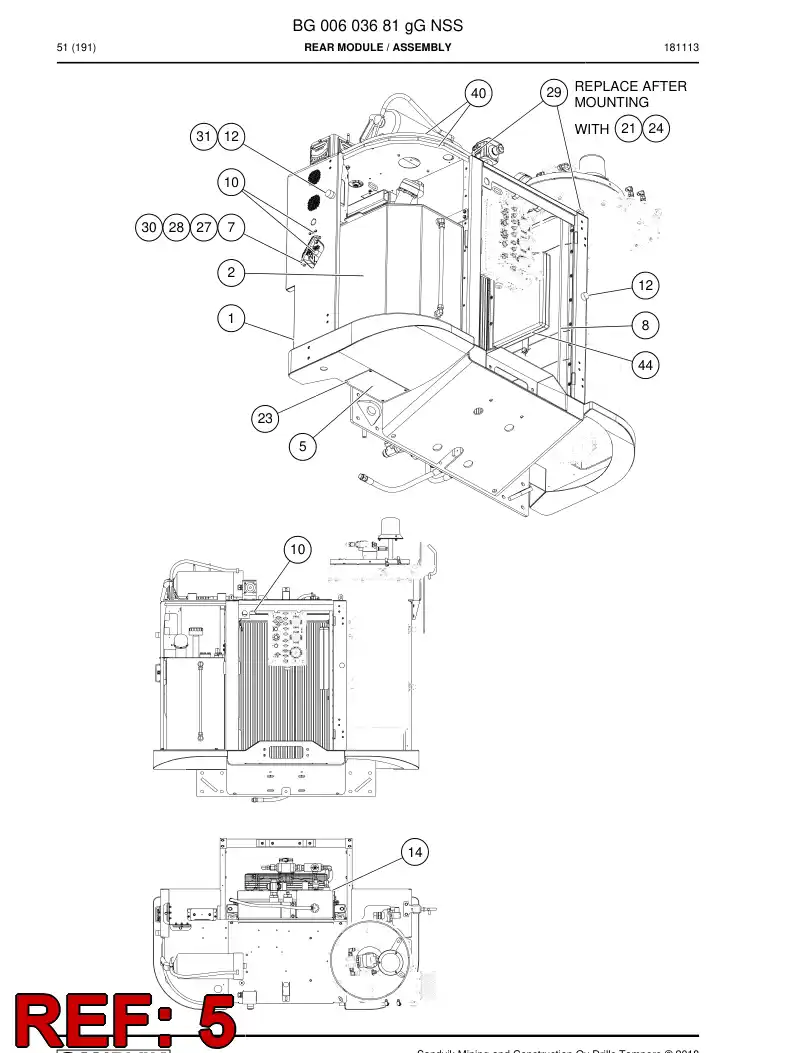 BG00553591a BG 005 535 91a Hatch, Service - Sandvik Technical Drawing