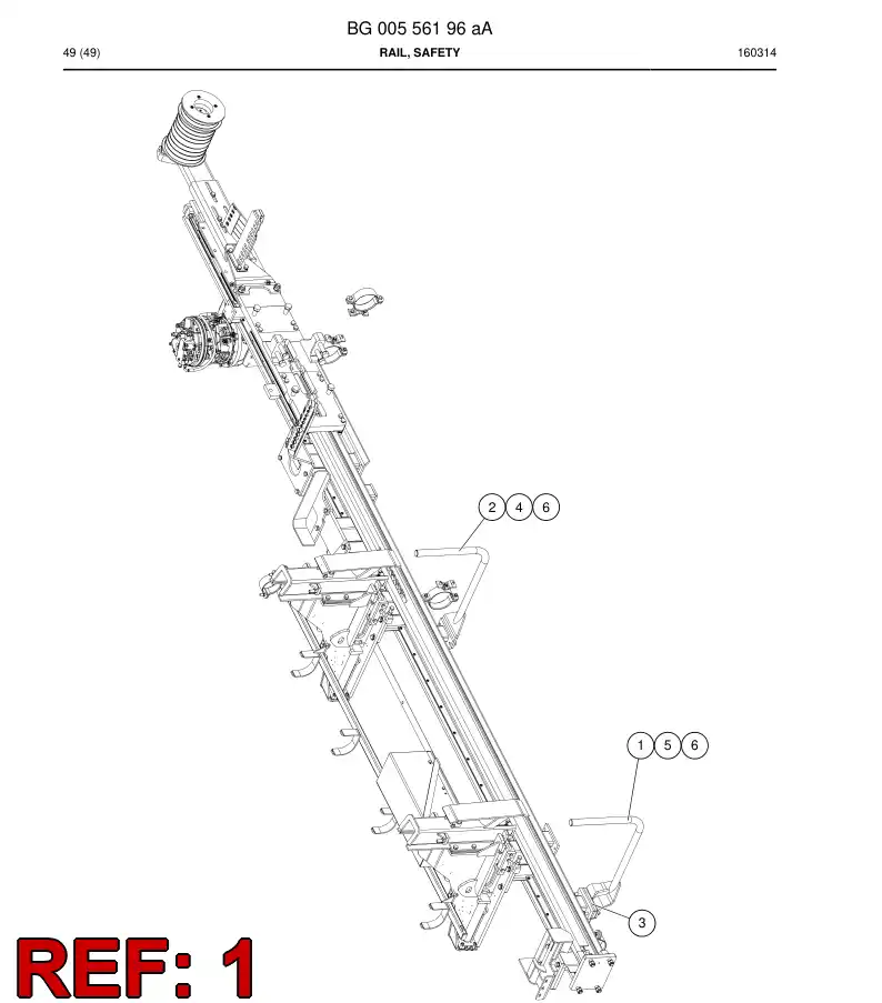 BG00554314a BG 005 543 14a Rail, Safety - Sandvik Technical Drawing