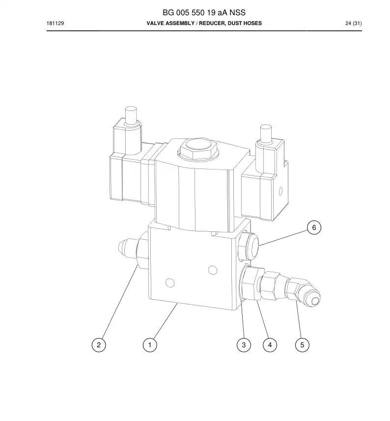 BG00555019a BG 005 550 19a Valve Assembly - Sandvik Technical Drawing