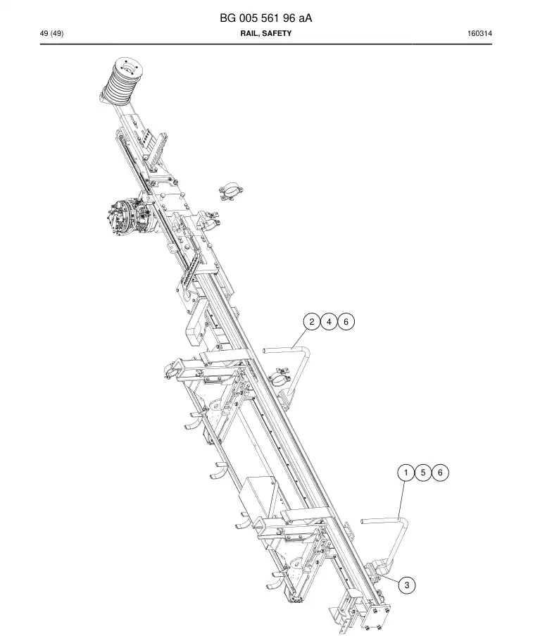 BG00556196a BG 005 561 96a Rail, safety - Sandvik Technical Drawing