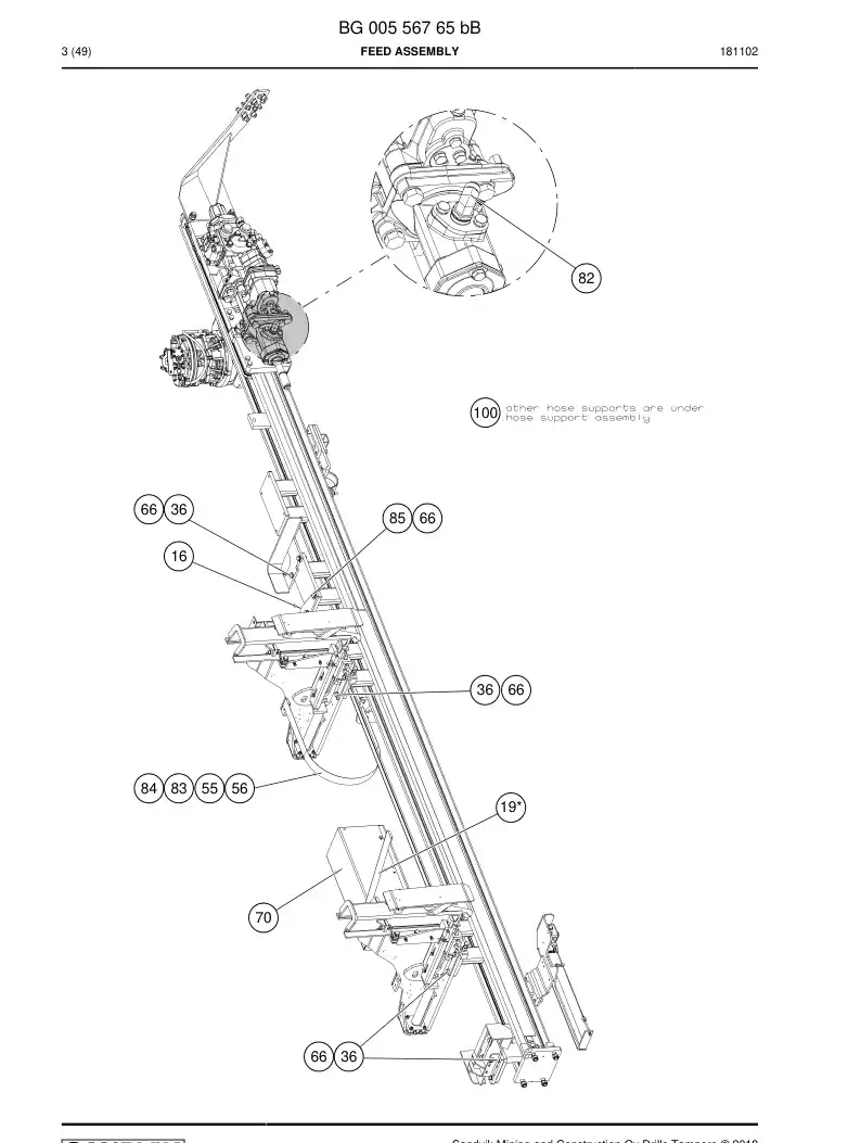 BG00556765b BG 005 567 65b Feed Assembly - Sandvik Technical Drawing
