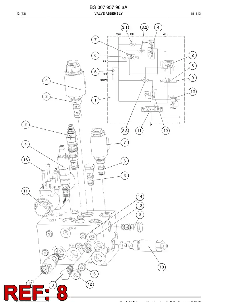 BG00556780a BG 005 567 80a Valve, Directional - Sandvik Technical Drawing