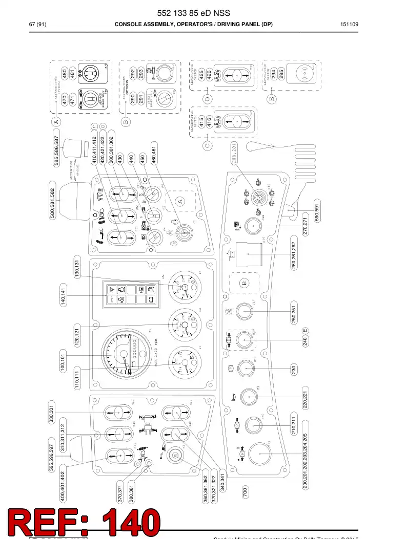 BG00557443a BG 005 574 43a PAINEL, LUZES INDICADORAS - Sandvik Technical Drawing