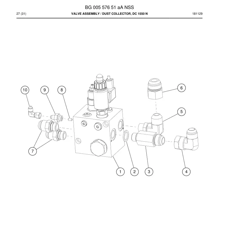 BG00557651a BG 005 576 51a Valve Assembly - Sandvik Technical Drawing