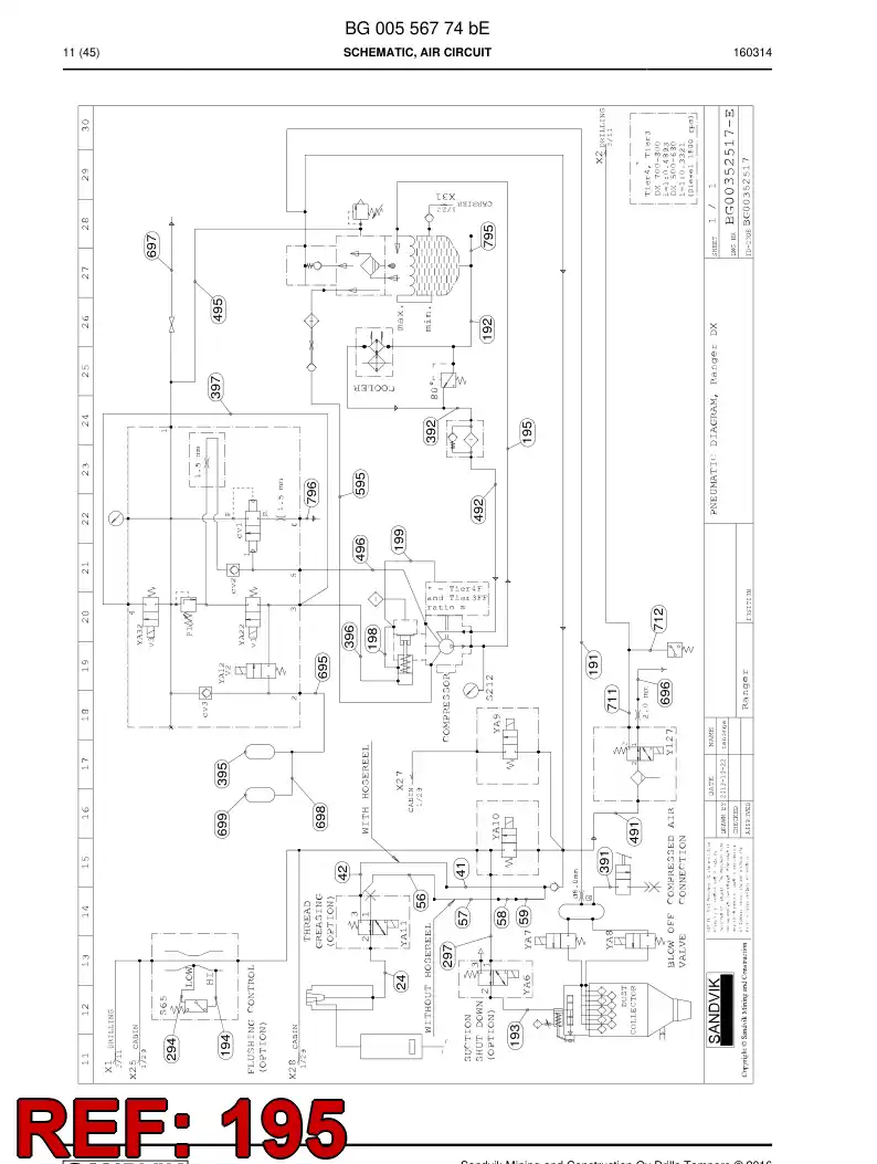 BG00559667a BG 005 596 67a Hose Assembly, Hydraulic - Sandvik Technical Drawing