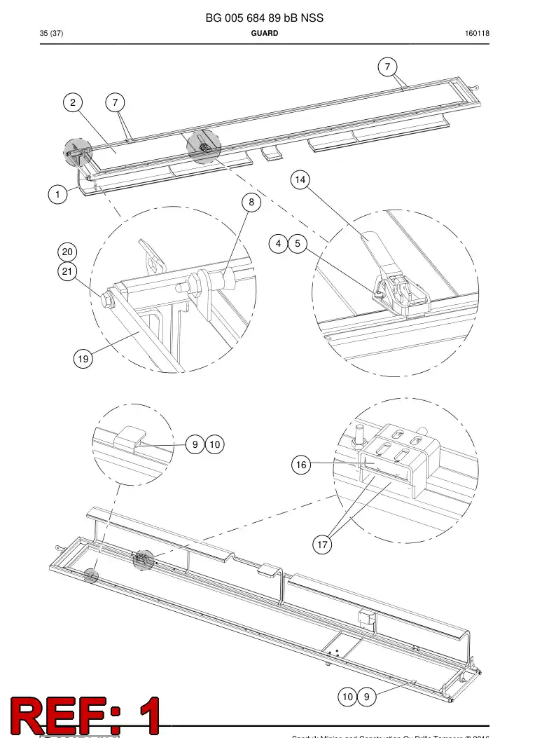 BG00559998a BG 005 599 98a Guard - Sandvik Technical Drawing