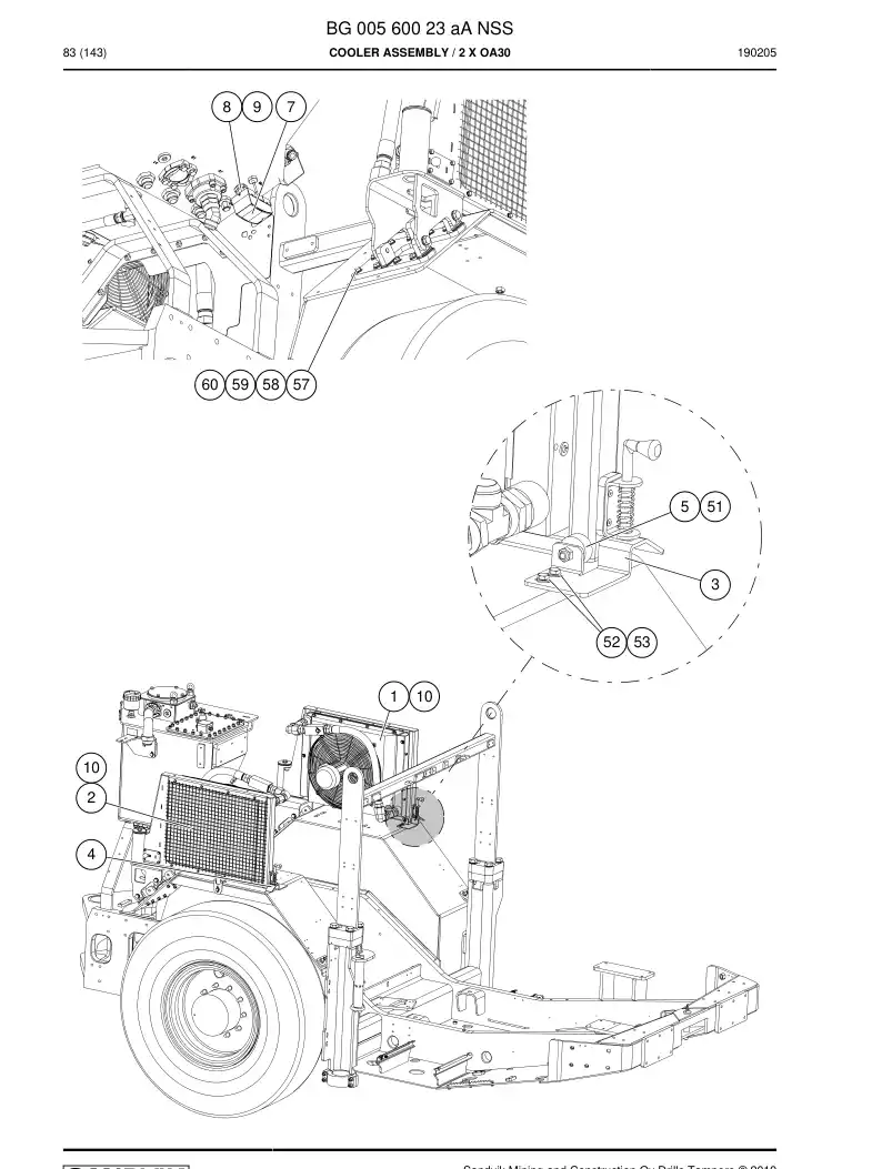 BG00560023b BG 005 600 23b Cooler Assembly - Sandvik Technical Drawing