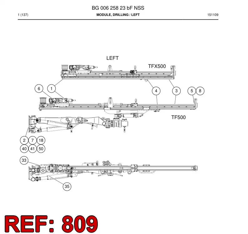 BG00560965a BG 005 609 65a Hosing Set - Sandvik Technical Drawing