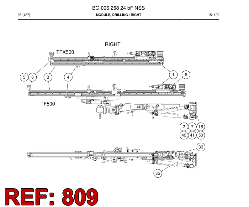BG00560969a BG 005 609 69a Hosing Set - Sandvik Technical Drawing