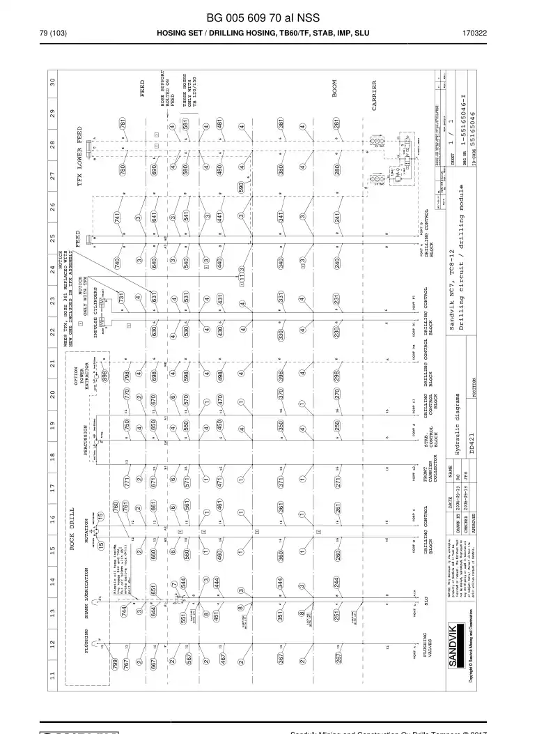 BG00560970a BG 005 609 70a Hosing Set - Sandvik Technical Drawing