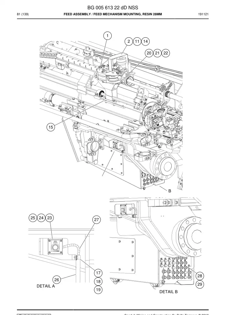 BG00561322d BG 005 613 22d Feed Assembly - Sandvik Technical Drawing