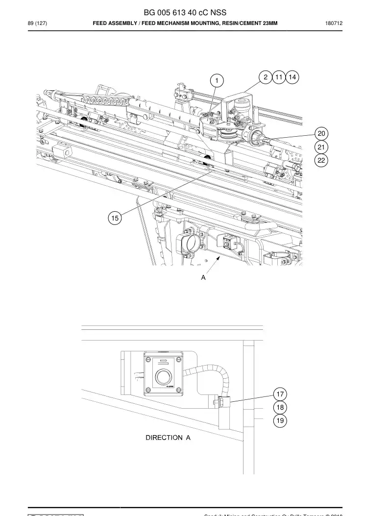 BG00561340d BG 005 613 40d Feed Assembly - Sandvik Technical Drawing