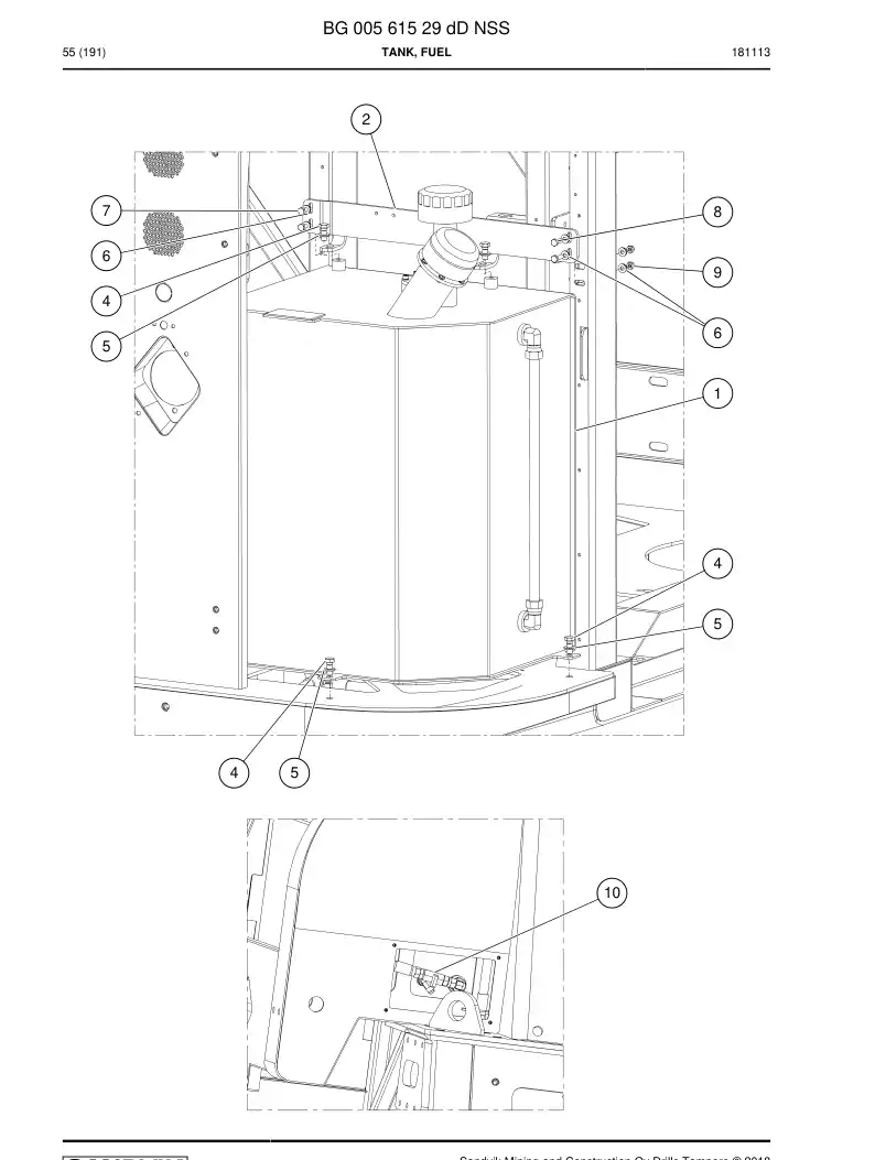 BG00561529d BG 005 615 29d Tank, Fuel - Sandvik Technical Drawing
