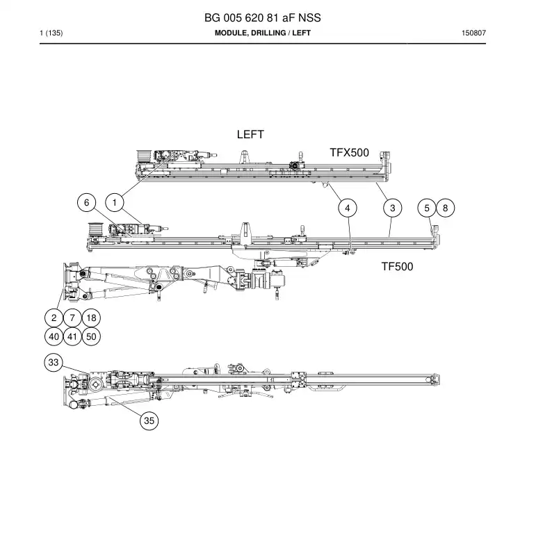 BG00562081a BG 005 620 81a Module, Drilling - Sandvik Technical Drawing