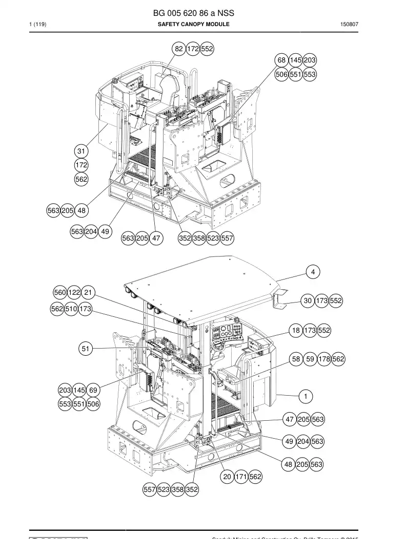 BG00562086a BG 005 620 86a Safety canopy module - Sandvik Technical Drawing