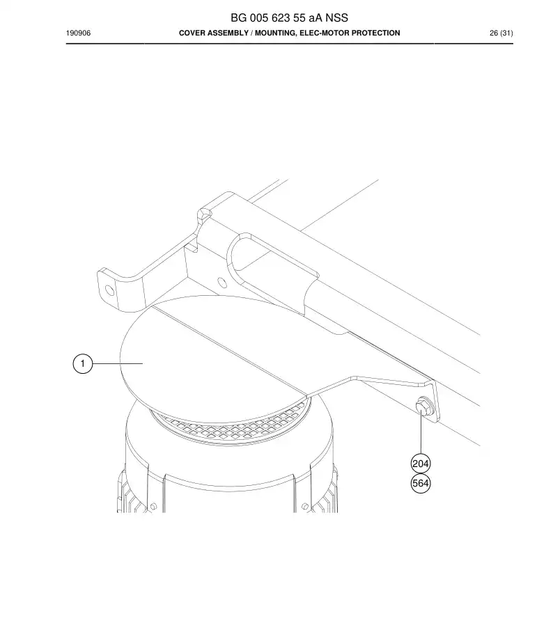 BG00562355a BG 005 623 55a Cover Assembly - Sandvik Technical Drawing