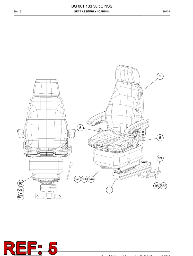 BG00562397a BG 005 623 97a Seat belt - Sandvik Technical Drawing