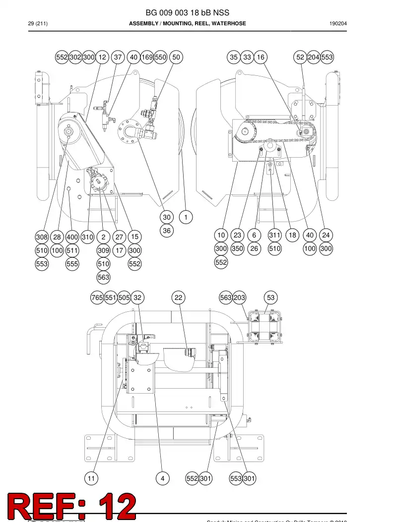 BG00562414a BG 005 624 14a PROTECTOR, CADENA - Sandvik Technical Drawing
