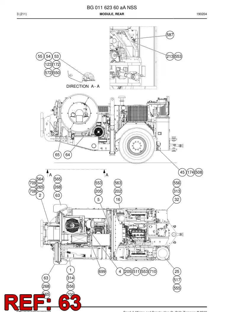 BG00563764a BG 005 637 64a PARAGOLPES - Sandvik Technical Drawing