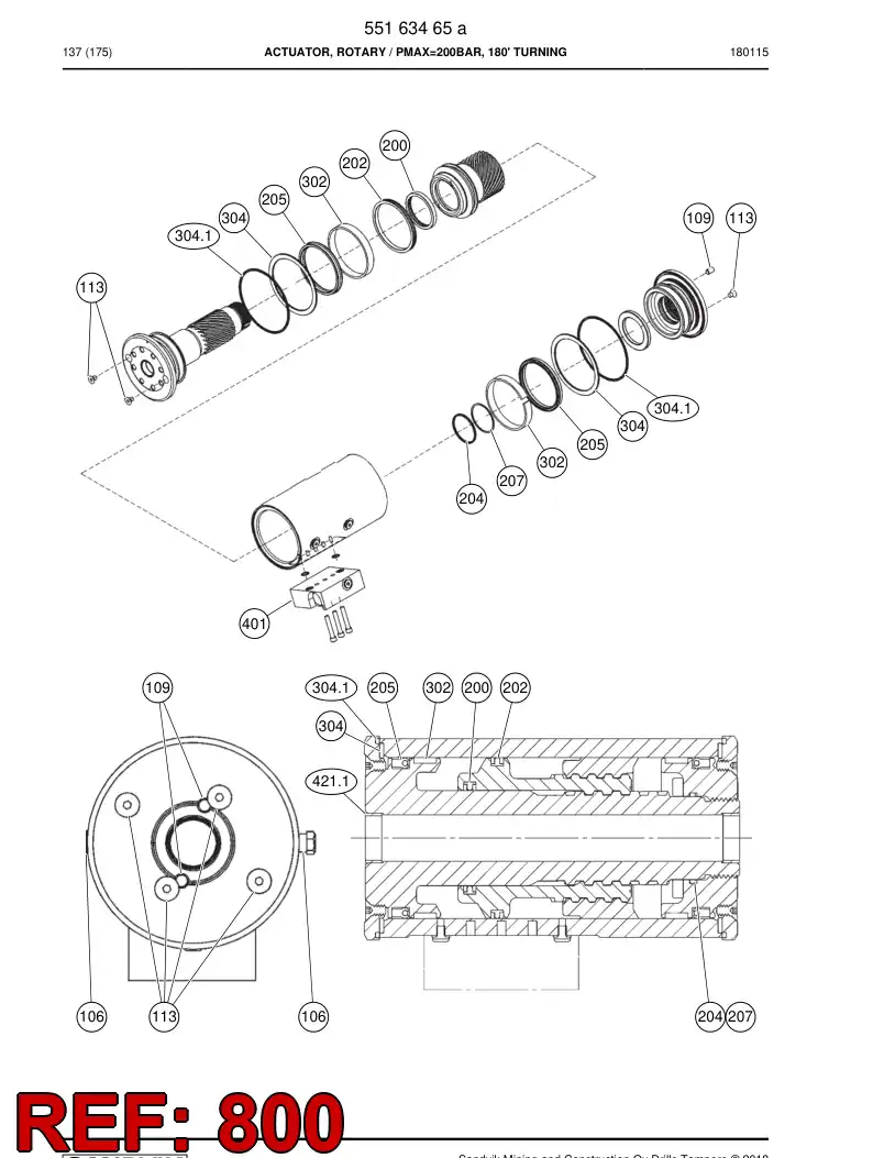 BG00564416a BG 005 644 16a Seal Kit, Rotary Actuator - Sandvik Technical Drawing