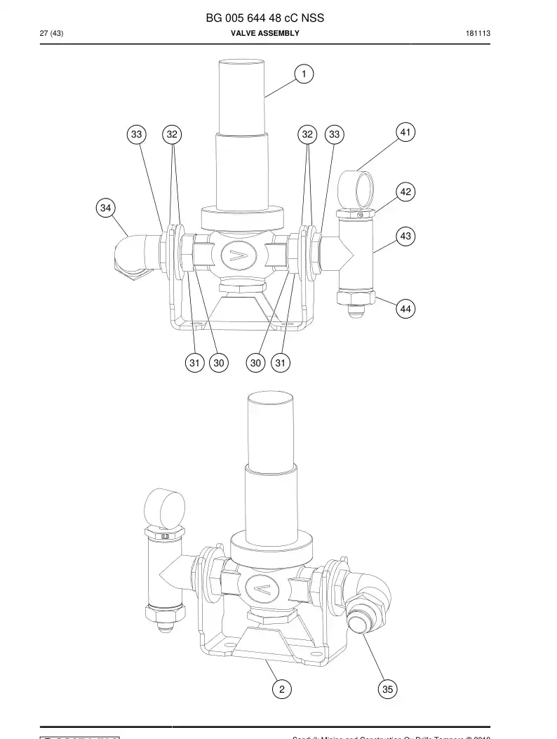 BG00564448c BG 005 644 48c Valve Assembly - Sandvik Technical Drawing