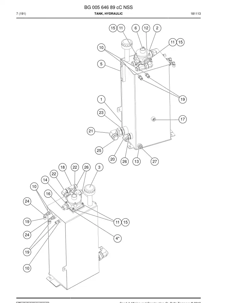 BG00564689c BG 005 646 89c Tank, Hydraulic - Sandvik Technical Drawing