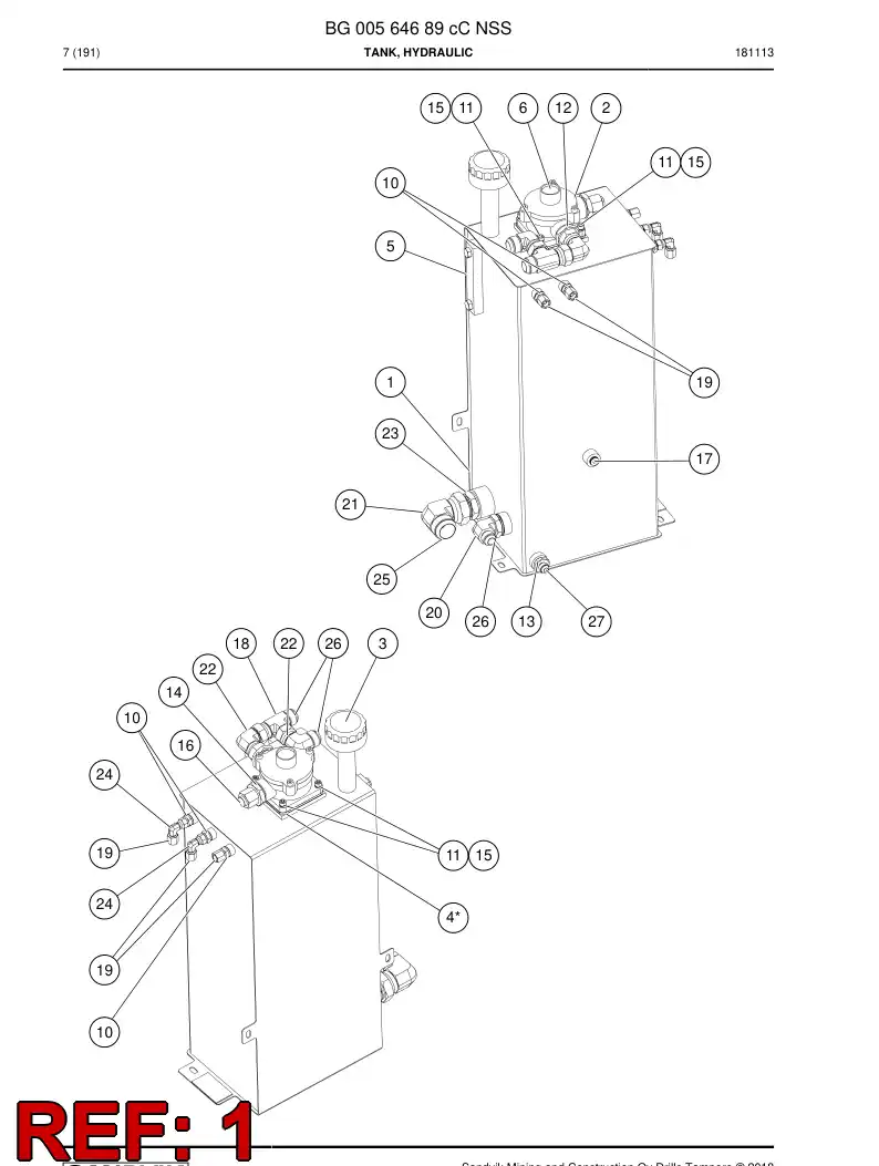 BG00564690b BG 005 646 90b Tank, Hydraulic - Sandvik Technical Drawing