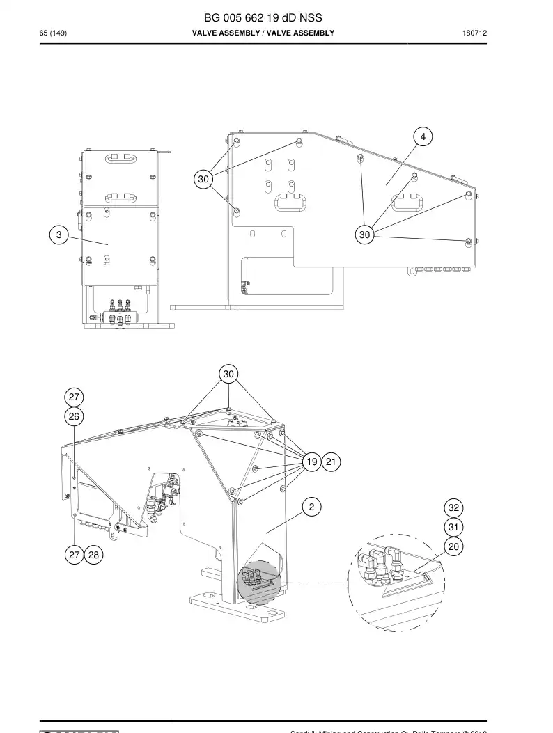 BG00566219e BG 005 662 19e Valve assembly - Sandvik Technical Drawing