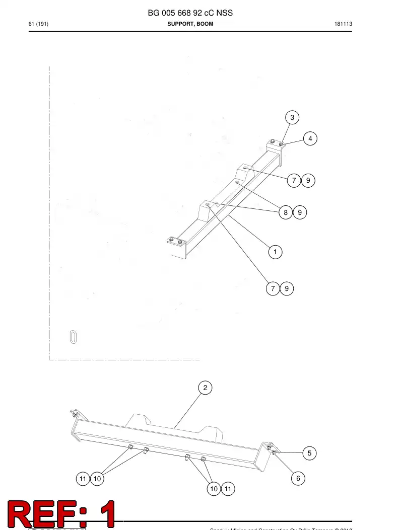 BG00566877b BG 005 668 77b Support, Boom - Sandvik Technical Drawing