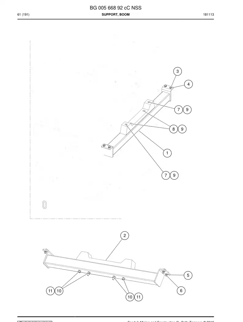 BG00566892c BG 005 668 92c Support, Boom - Sandvik Technical Drawing