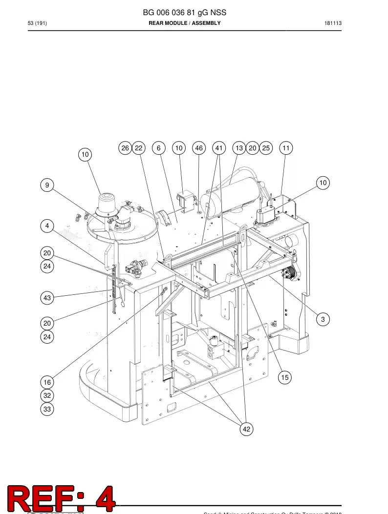 BG00568046a BG 005 680 46a Support, Drill Rod - Sandvik Technical Drawing