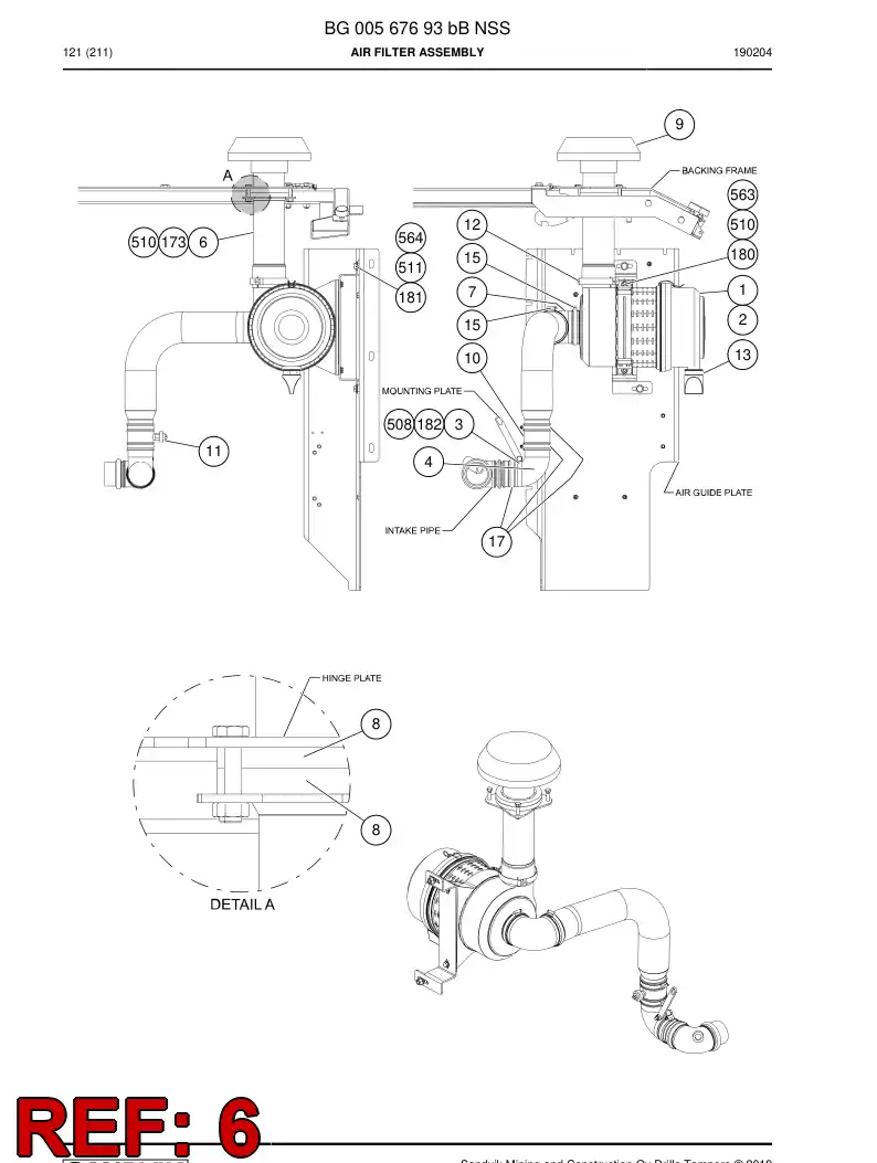 BG00568741a BG 005 687 41a Pipe, Intake - Sandvik Technical Drawing
