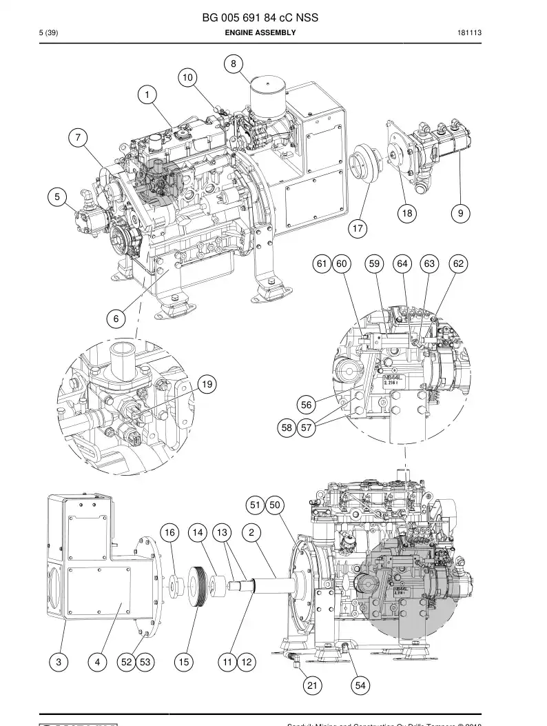 BG00569184c BG 005 691 84c Engine Assembly - Sandvik Technical Drawing