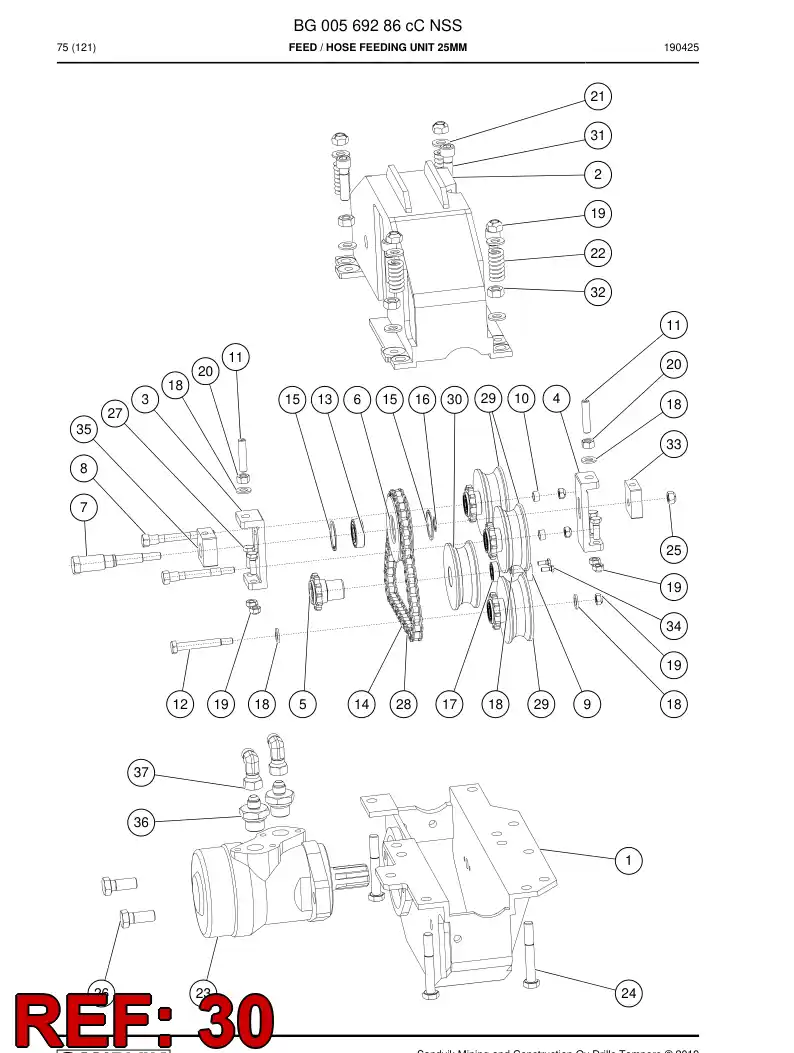 BG00569244a BG 005 692 44a Roller - Sandvik Technical Drawing