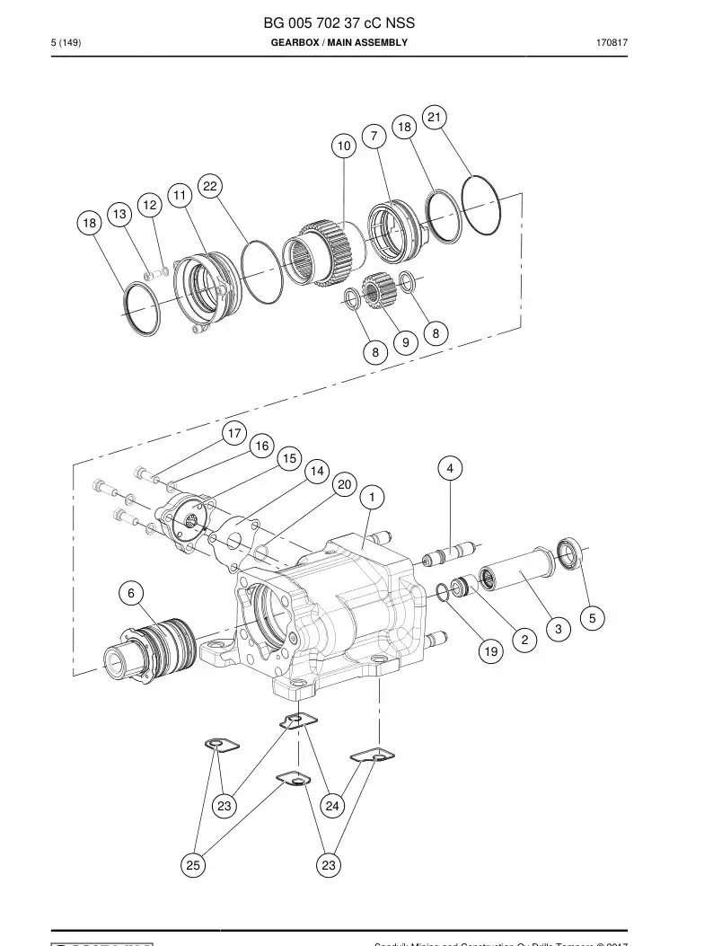 BG00570237c BG 005 702 37c Gearbox - Sandvik Technical Drawing