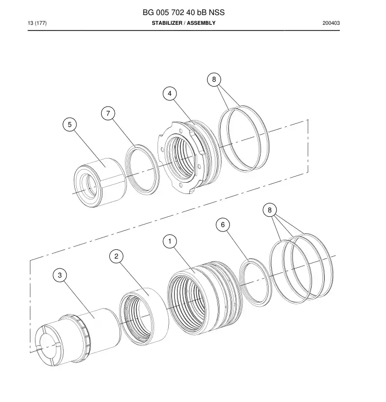 BG00570240b BG 005 702 40b Stabilizer - Sandvik Technical Drawing