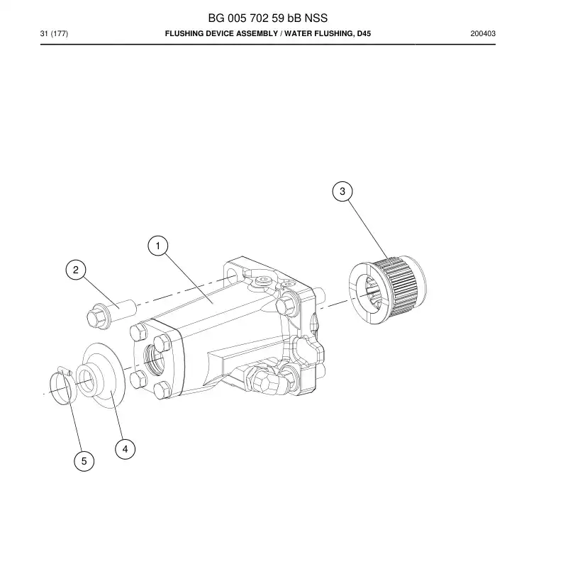BG00570259b BG 005 702 59b Flushing Device Assembly - Sandvik Technical Drawing