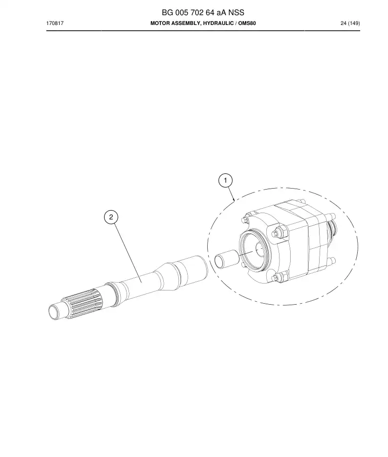 BG00570264a BG 005 702 64a Motor Assembly, Hydraulic - Sandvik Technical Drawing