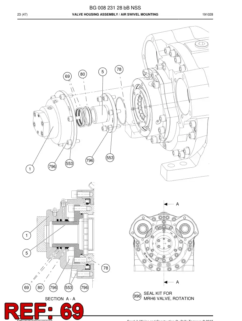 BG00570701a BG 005 707 01a Seal, Shaft - Sandvik Technical Drawing