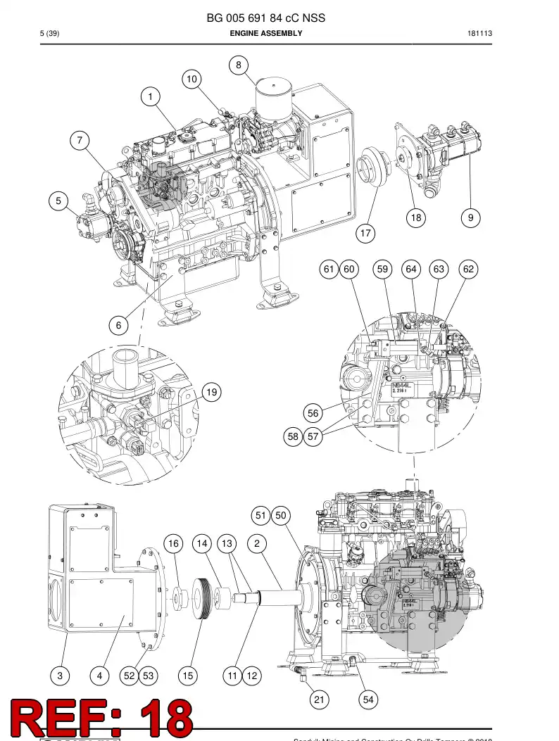BG00570835a BG 005 708 35a Hub, Clutch - Sandvik Technical Drawing