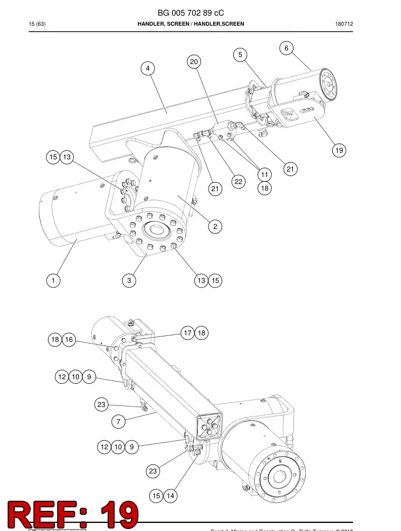 BG00570898a BG 005 708 98a Cover, Valve - Sandvik Technical Drawing