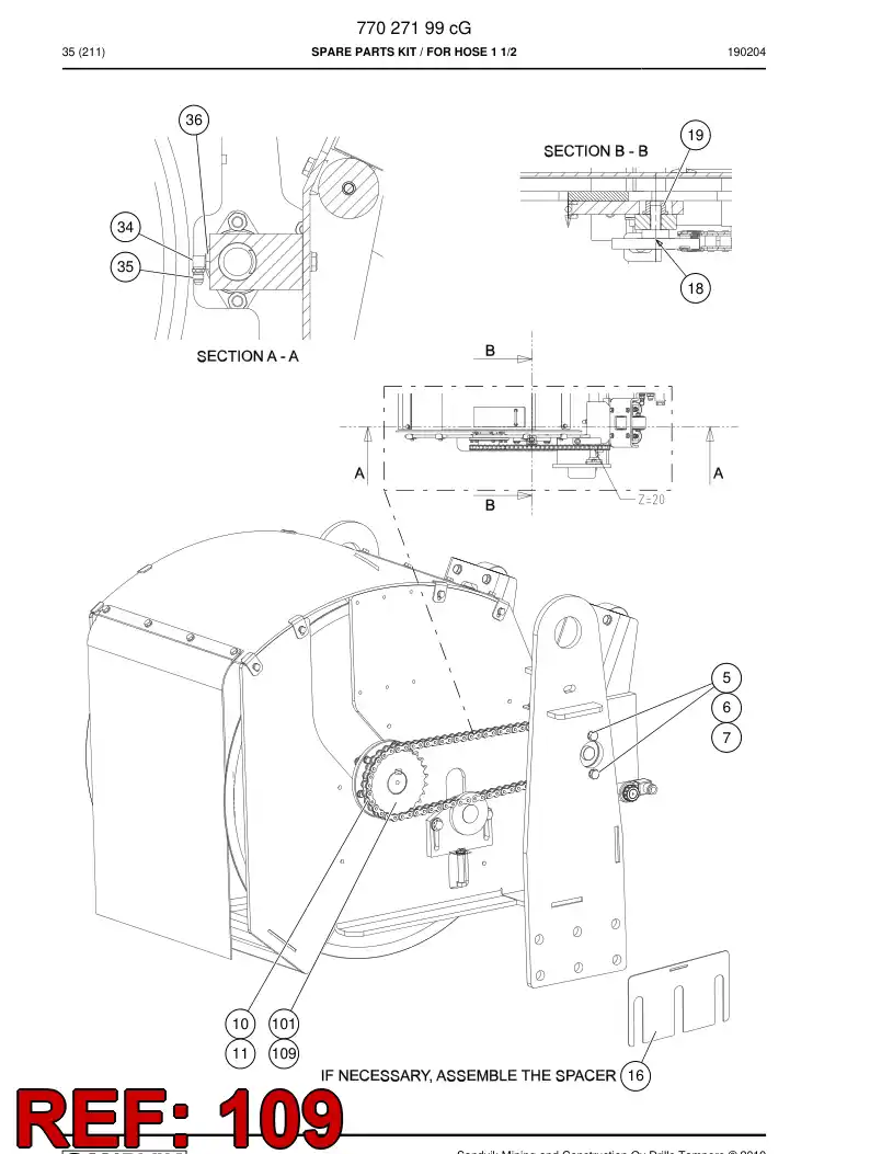 BG00571458a BG 005 714 58a Key, Locking - Sandvik Technical Drawing