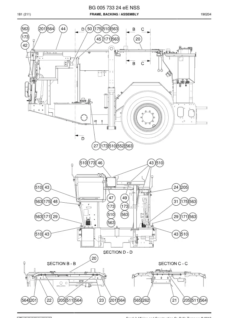 BG00573324e BG 005 733 24e Frame, Backing - Sandvik Technical Drawing