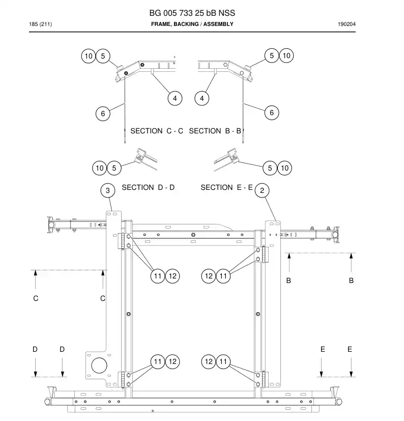 BG00573325b BG 005 733 25b Frame, Backing - Sandvik Technical Drawing