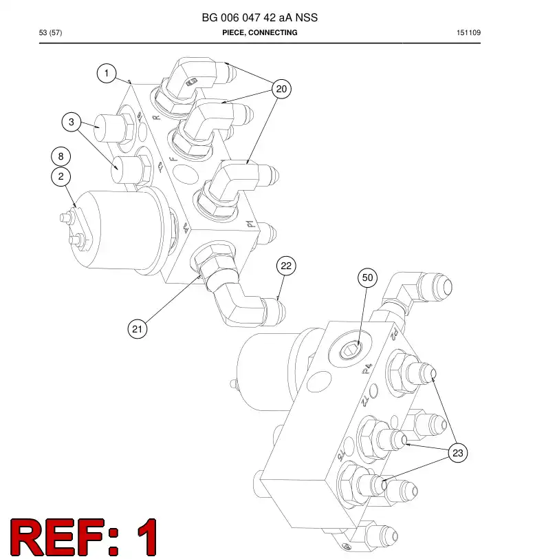 BG00574965a BG 005 749 65a Piece, Connecting - Sandvik Technical Drawing