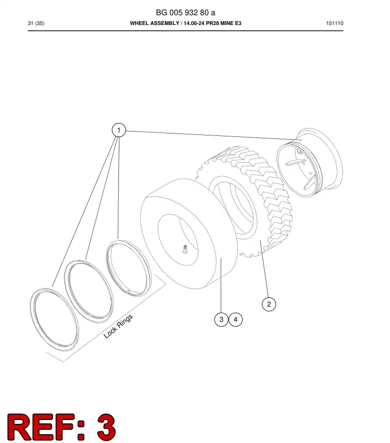 BG00575014a BG 005 750 14a Tube, Tire - Sandvik Technical Drawing