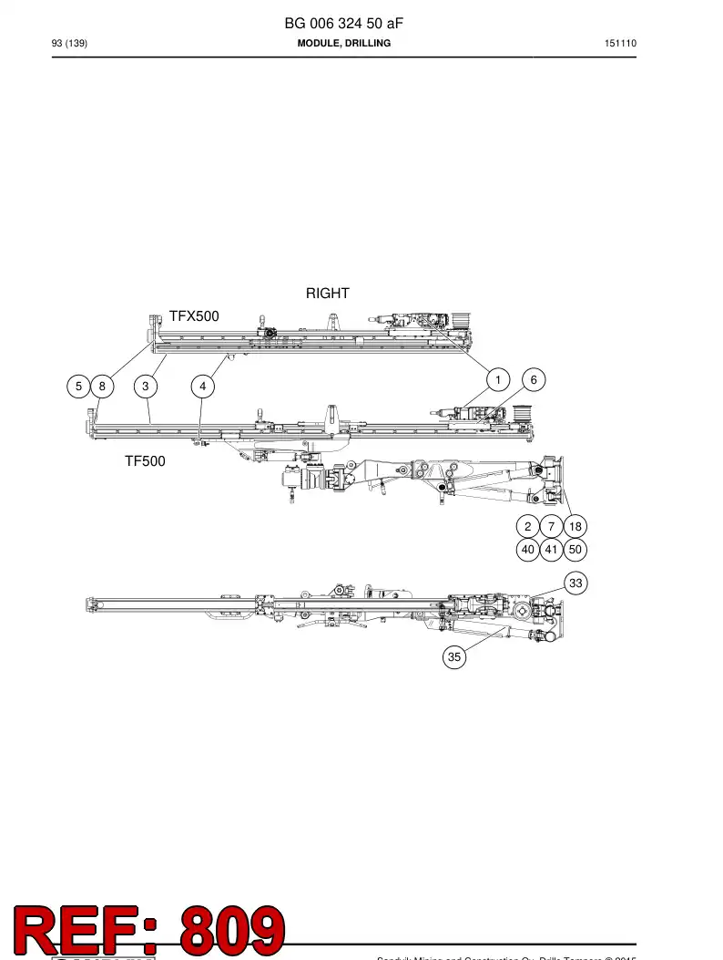 BG00575940a BG 005 759 40a Hosing Set - Sandvik Technical Drawing