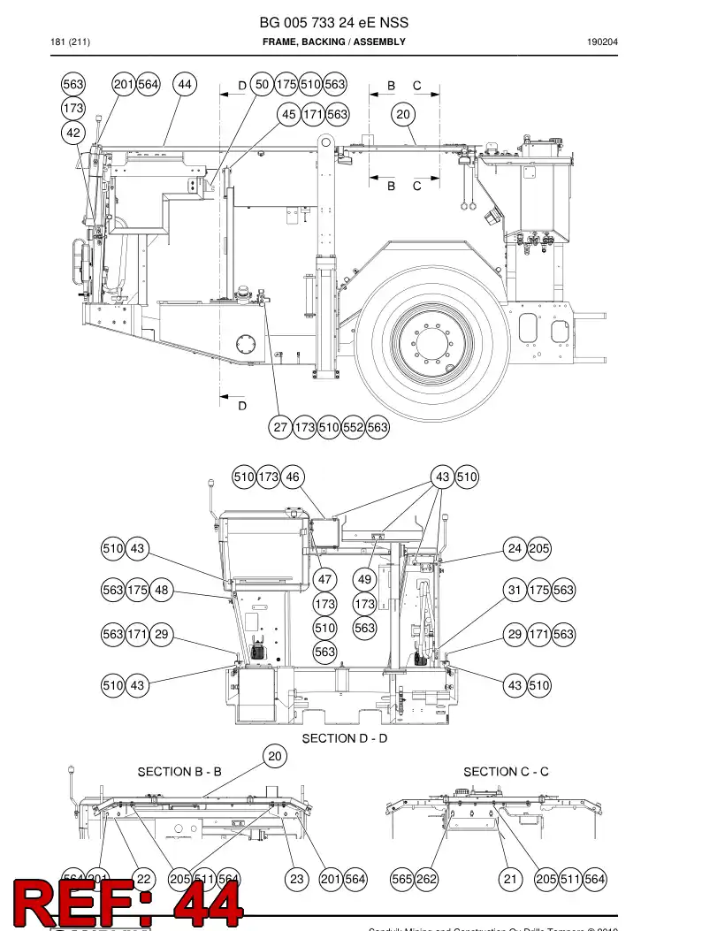 BG00576460a BG 005 764 60a VIGA, SOPORTE - Sandvik Technical Drawing