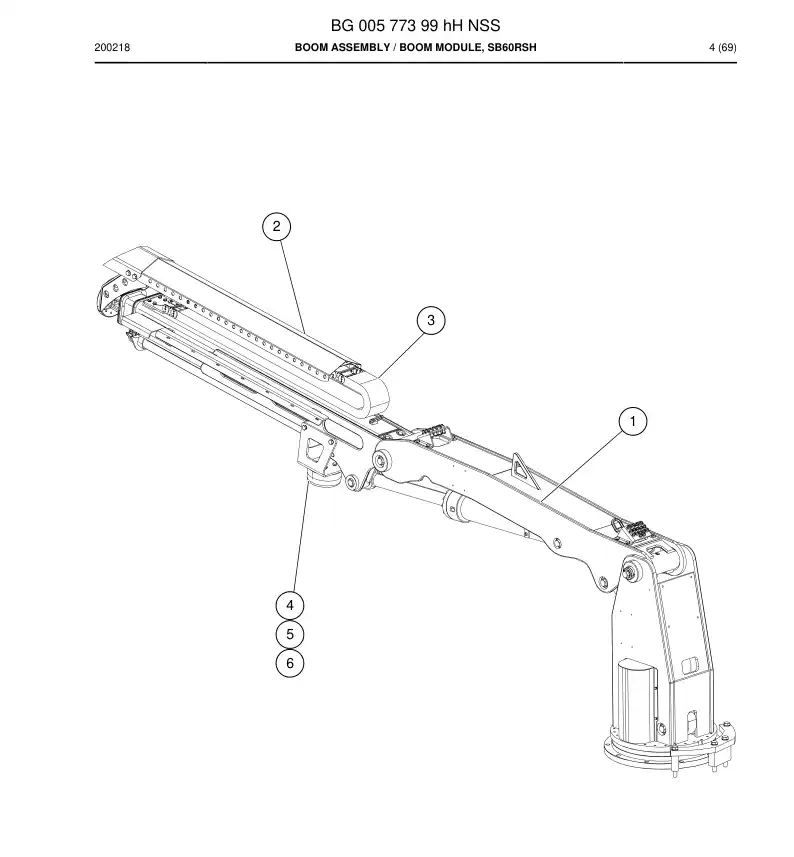 BG00577399h BG 005 773 99h Boom assembly - Sandvik Technical Drawing